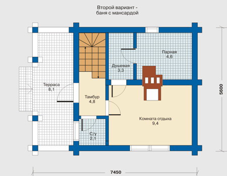 Планировка первого этажа :: Проект деревянного дома 10-47