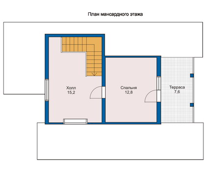Планировка мансардного этажа :: Проект деревянного дома 10-59