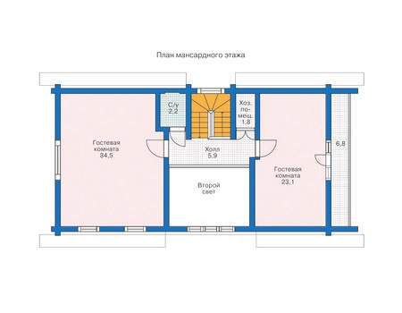 Планировка мансардного этажа :: Проект деревянного дома 11-20