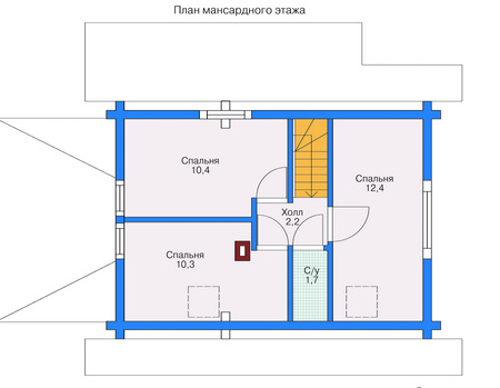 Планировка мансардного этажа :: Проект деревянного дома 11-34