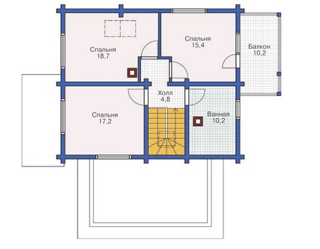 Планировка мансардного этажа :: Проект деревянного дома 11-90