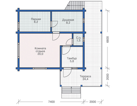 Планировка первого этажа :: Проект деревянного дома 12-36