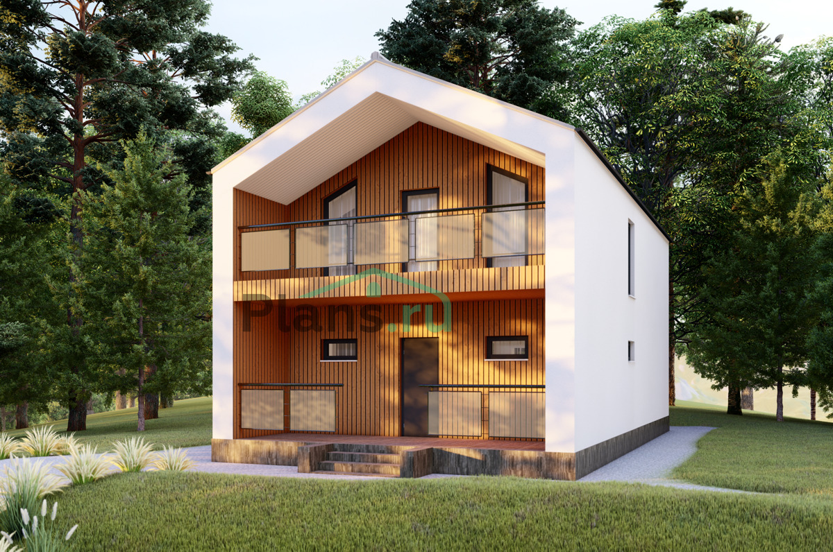 Одноэтажный мансардный дом из газобетона по проекту 20-00