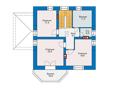 Планировка мансардного этажа :: Проект дома из кирпича 41-37