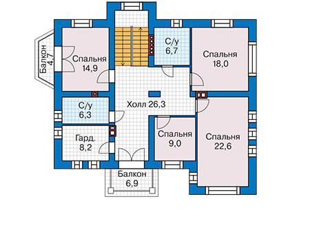 Планировка второго этажа :: Проект дома из кирпича 42-89