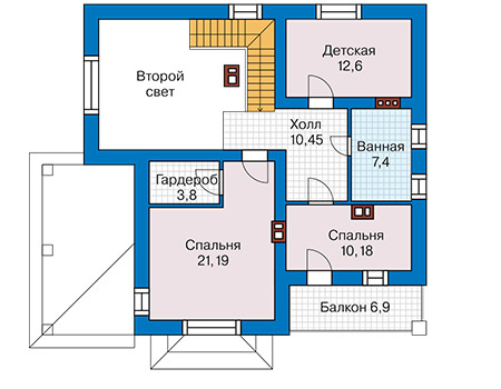 Планировка второго этажа :: Проект дома из кирпича 44-23