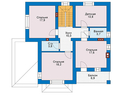Планировка второго этажа :: Проект дома из кирпича 44-29