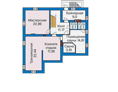 Планировка цокольного этажа :: Проект дома из газобетона 65-20