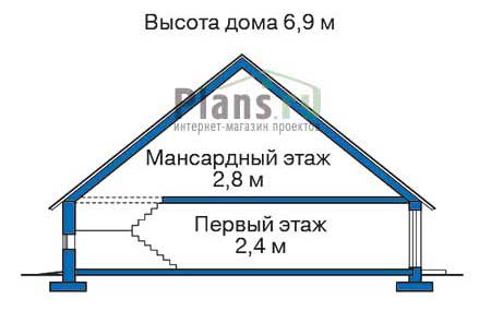 Высота этажей в проекте деревянного дома 10-76